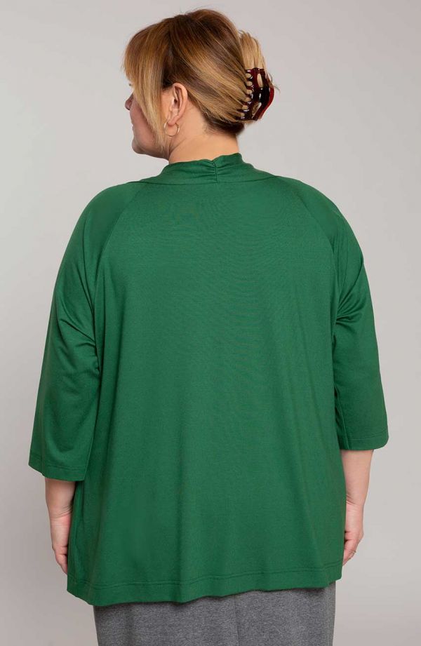 Bluză verde inchis din vâscoză fără nasturi