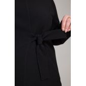 Palton negru cu cordon în talie