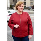 Jachetă roșie eco piele cu buzunare