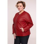 Jachetă roșie eco piele cu buzunare