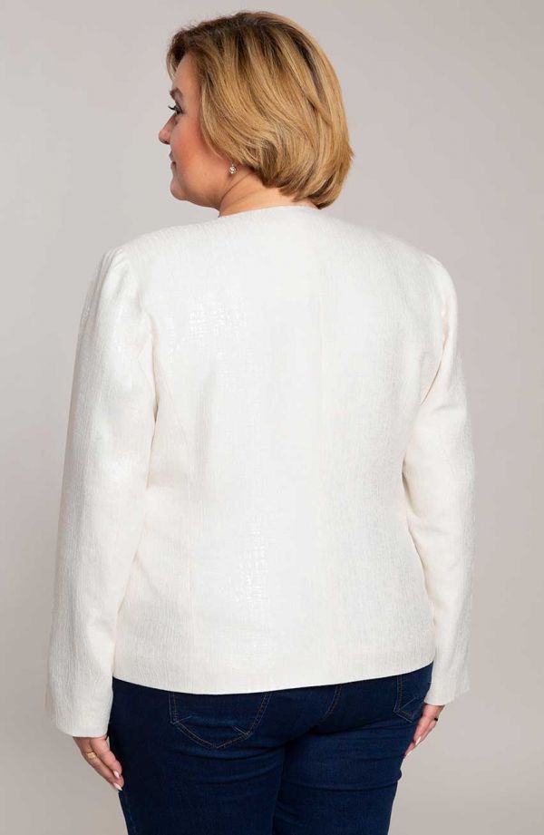 Jachetă texturată în culoarea perlei
