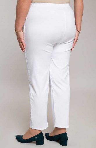 Pantaloni albi lungi cu buzunare