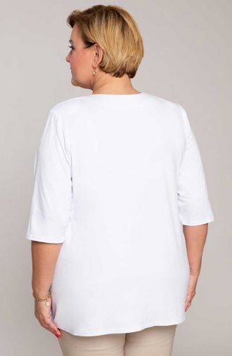 Bluză albă simplă cu decolteu în V