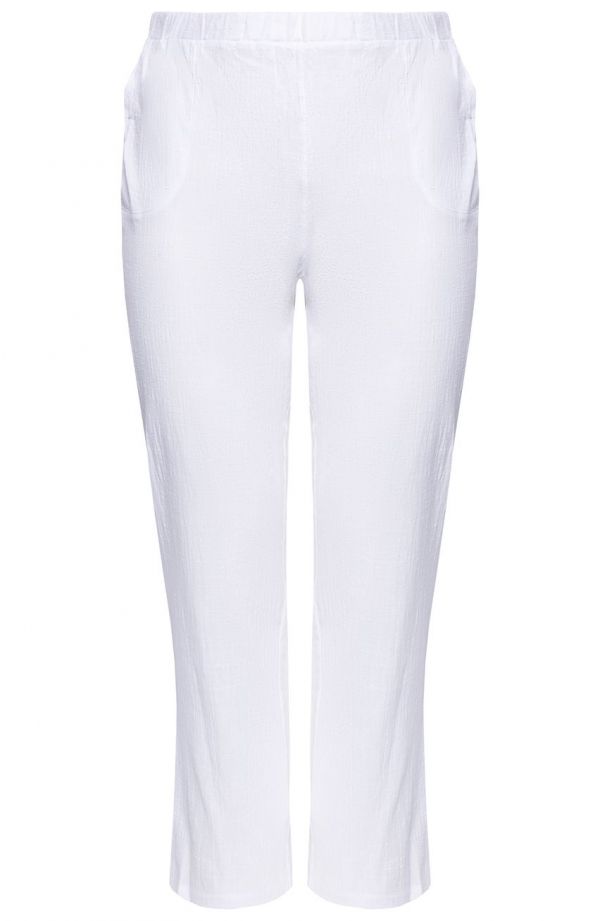 Lekkie bawełniane spodnie plus size w białym kolorze