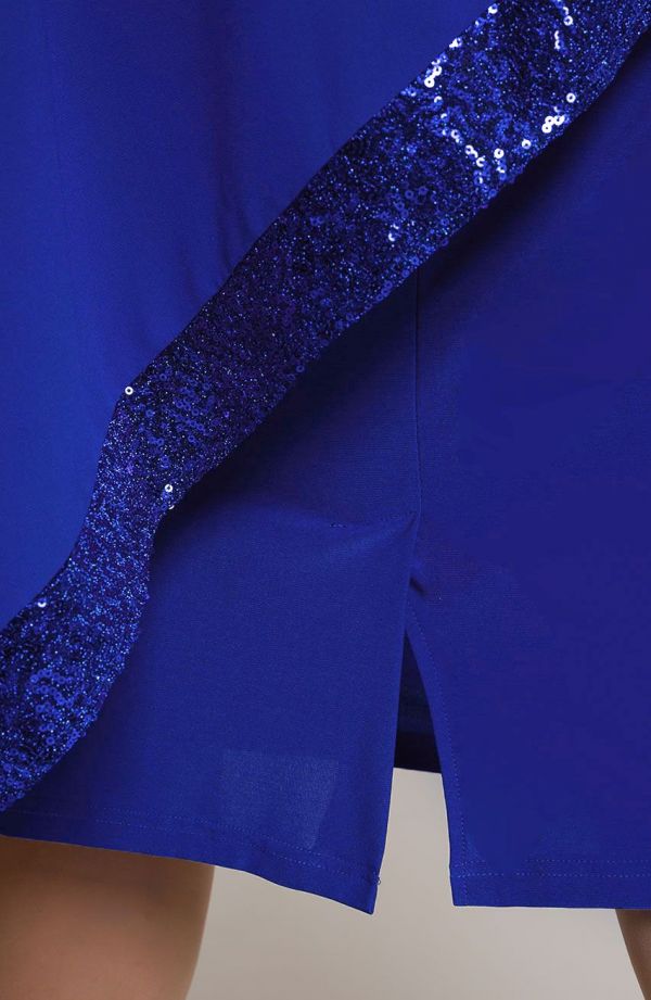 Rochie asimetrică albastra cu paiete