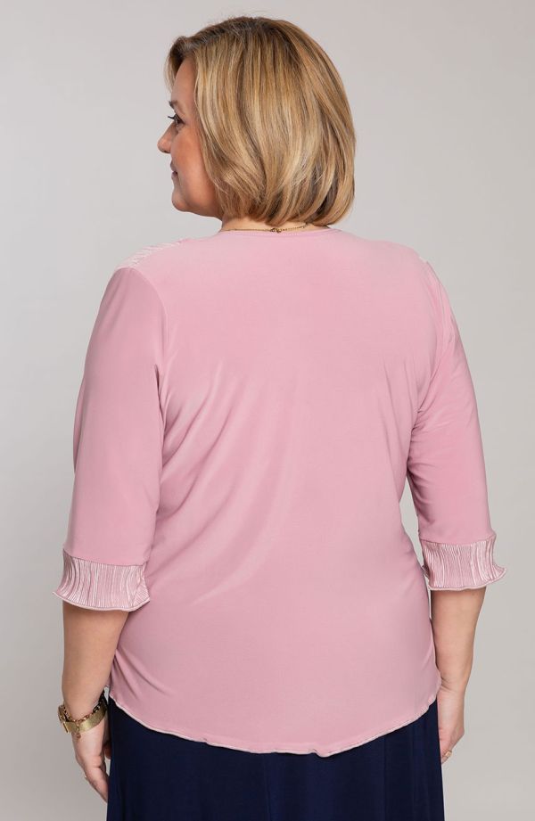 Bluză elegantă roz închis plisată