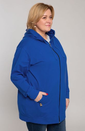 Bluză de trening albastră cu glugă si buzunare