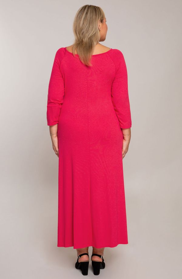 Rochie lungă roșu zmeură din vâscoză