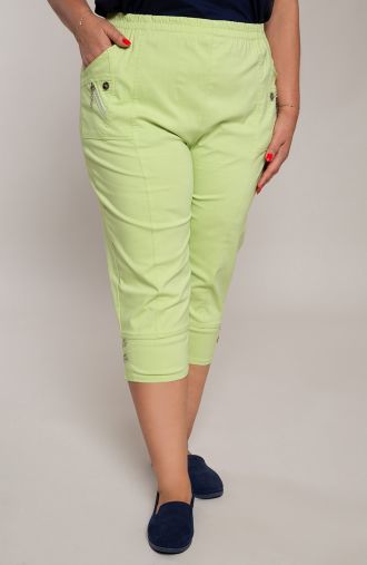 Pantaloni 3/4 verde lime cu buzunare