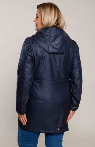 Jachetă de tranziție bleumarin cu glugă