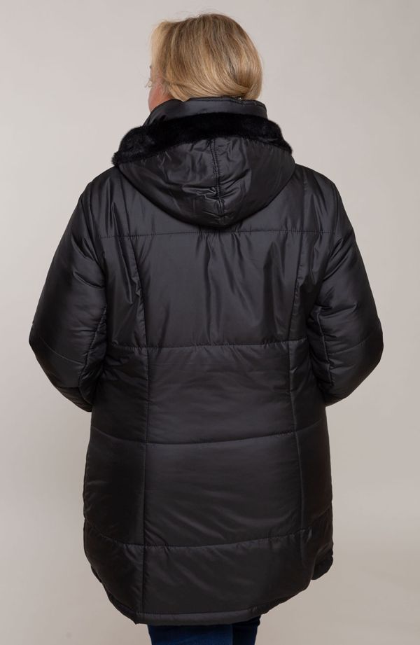 Jachetă călduroasă neagră cu glugă