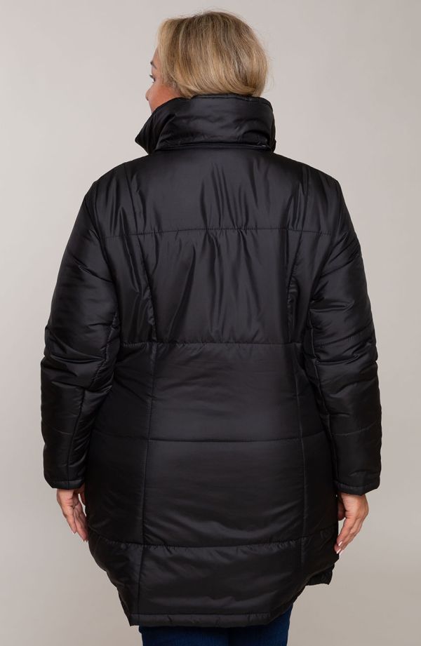 Jachetă călduroasă neagră cu glugă