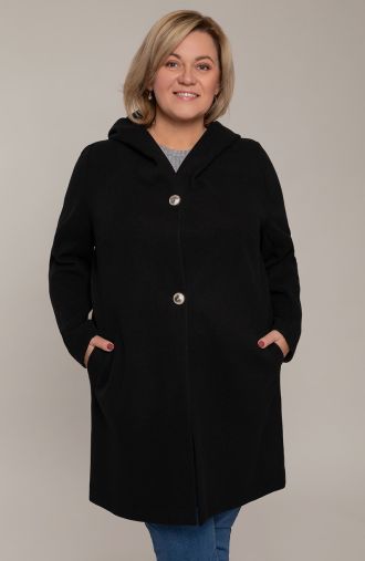 Palton negru clasic cu nasturi