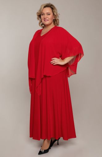 Rochie lungă roșie cu bolero