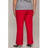 Pantaloni drepti roșii din in cu dungă