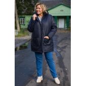 Jachetă călduroasă bleumarin cu glugă