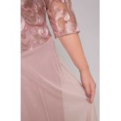 Rochie roz pudră cu dantelă satinată