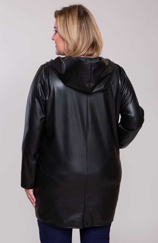 Palton negru elegant cu glugă