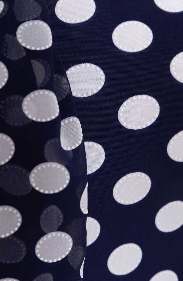 Bluză bleumarin cu puncte cu decor