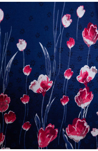 Tunica albastru inchis cu flori roz