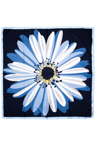 Eșarfă bleumarin cu floare albastră