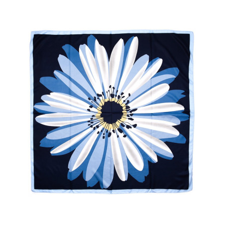 Eșarfă bleumarin cu floare albastră