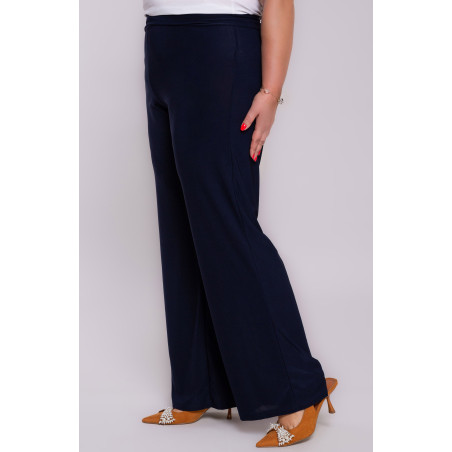 Pantaloni bleumarin cu talie lată