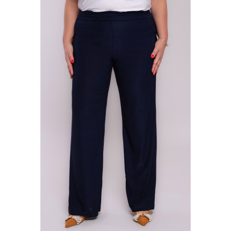 Pantaloni bleumarin cu talie lată
