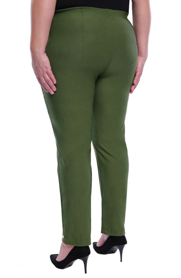 Pantaloni verde masliniu 7/8 si cu talie înaltă