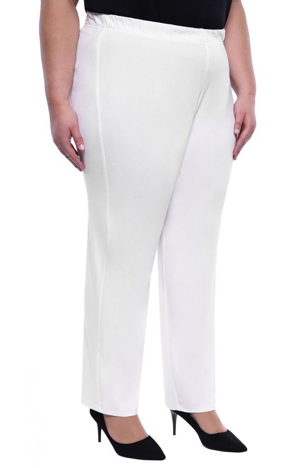 Pantaloni clasici subțiri albi clasici de dimensiuni mari 