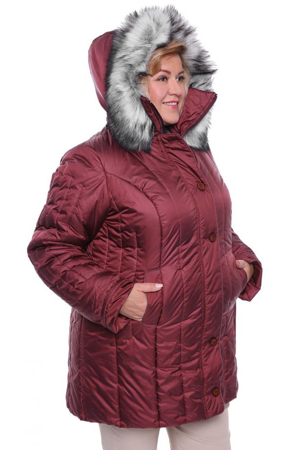 Jachetă de iarnă călduroasă de culoare prună