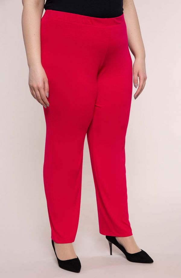 Pantaloni clasici subțiri roșu deschis