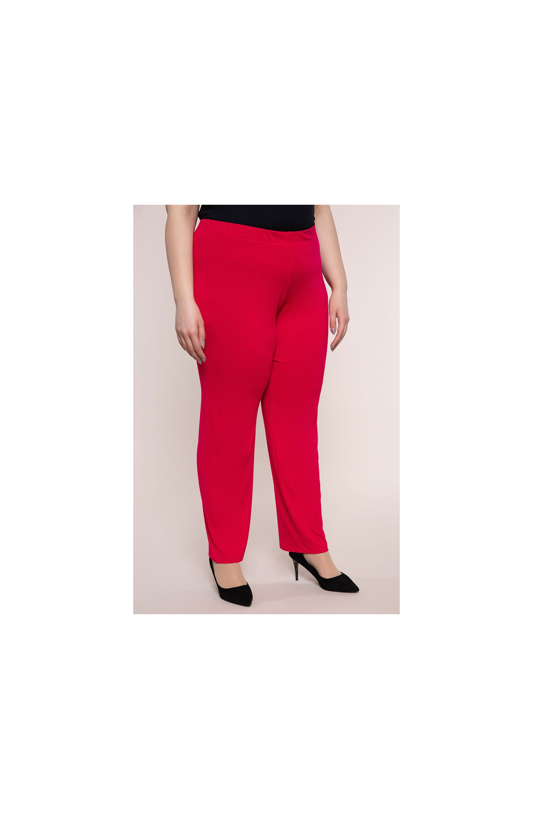 Pantaloni clasici subțiri roșu deschis