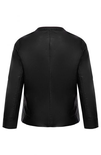 Jachetă clasică de motociclist neagră cu buzunare