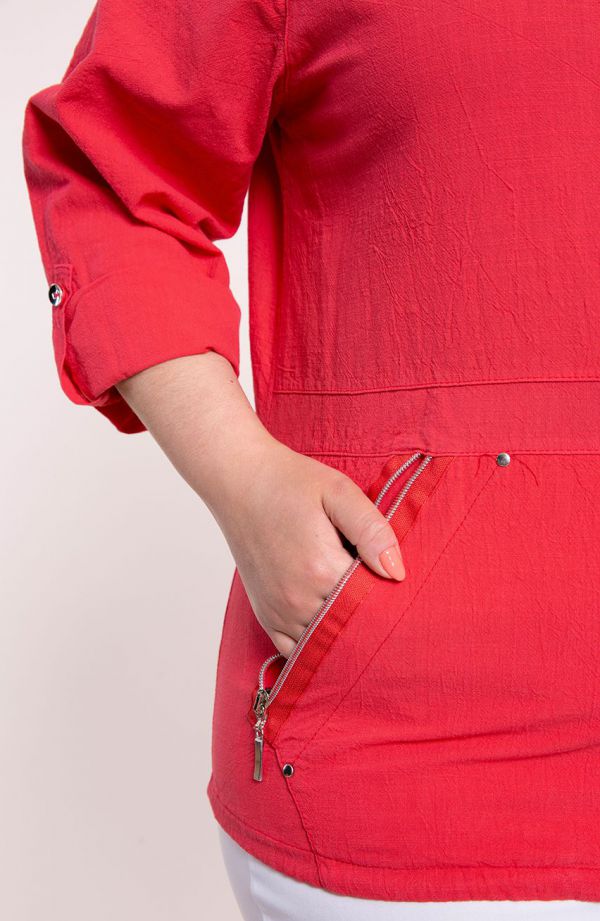 Czerwona bawełniana bluza ze ściągaczem