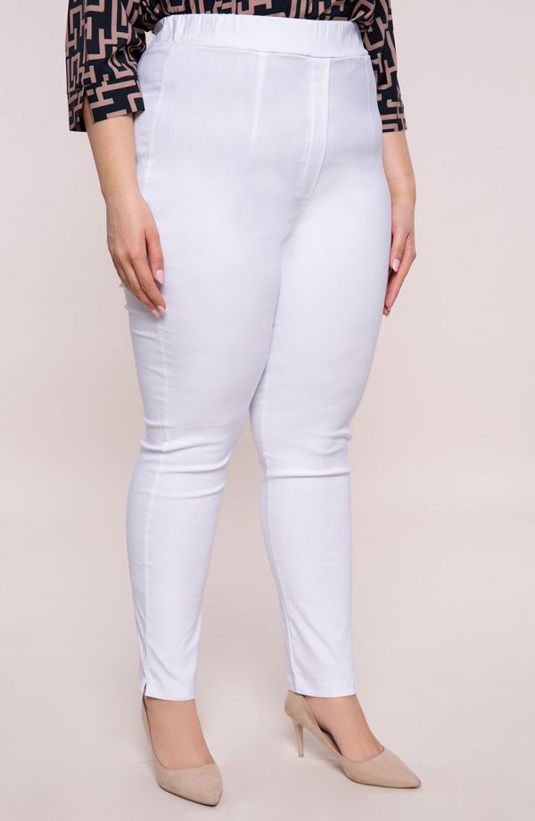 Pantaloni albi cu talie foarte înaltă