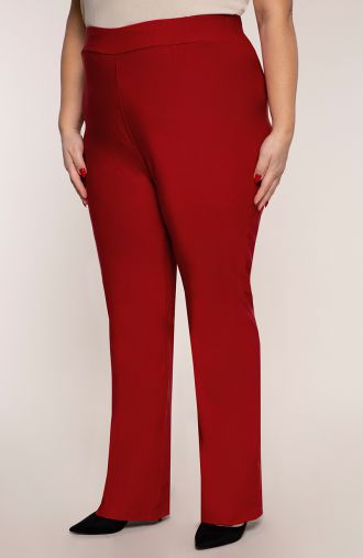 Pantaloni drepți roșii cu talie înaltă