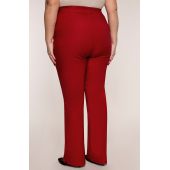 Pantaloni roșii drepți din bumbac cu talie înaltă