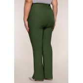 Pantaloni verde masliniu drepți din bumbac cu talie înaltă