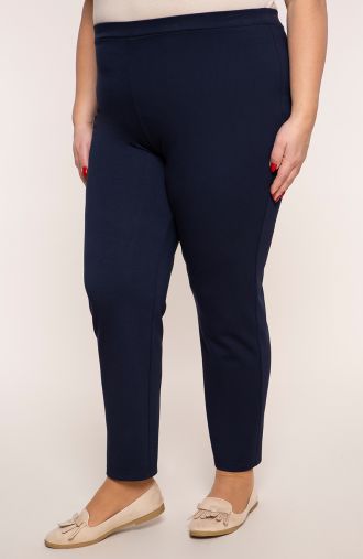 Pantaloni clasici de dimensiuni mari pentru femei pufoase în albastru marin