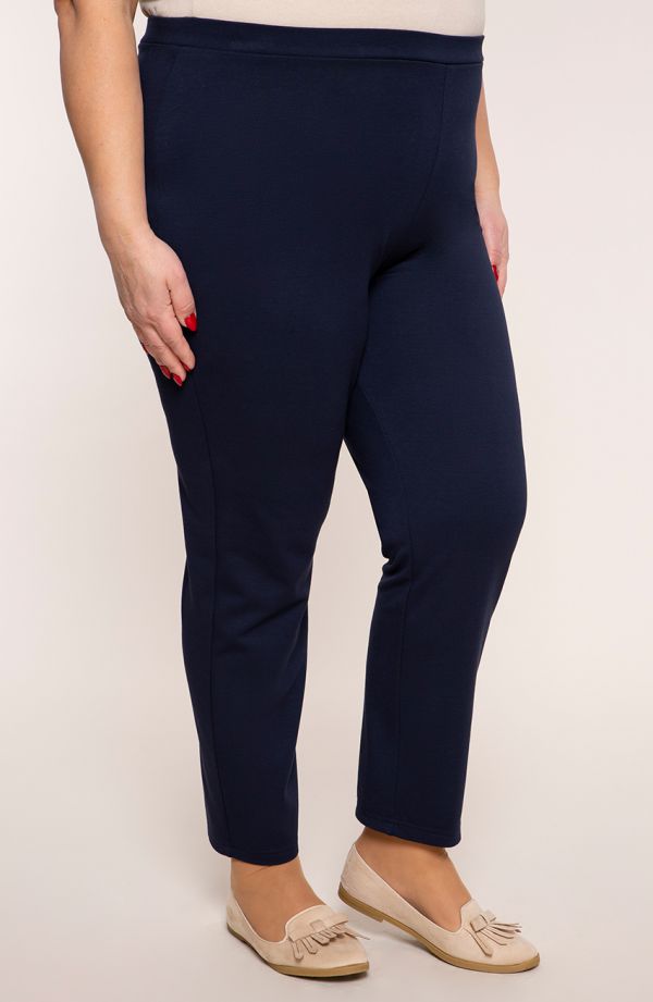 Pantaloni clasici de dimensiuni mari pentru femei pufoase în albastru marin