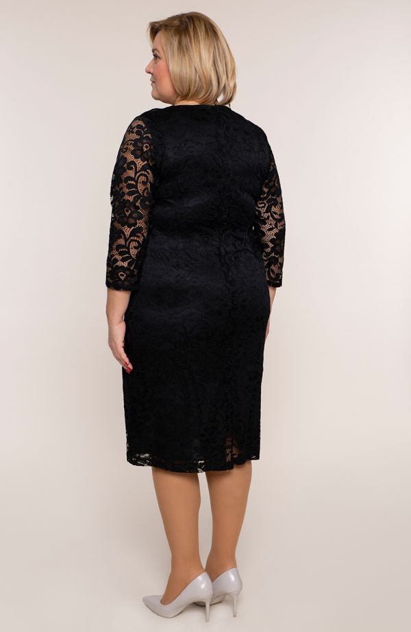 Rochie de dantelă neagră cu mânecă 3/4 - rochii plus size