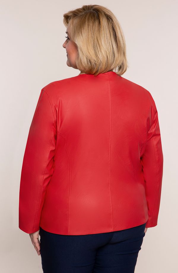 Jachetă roșie din piele ecologică