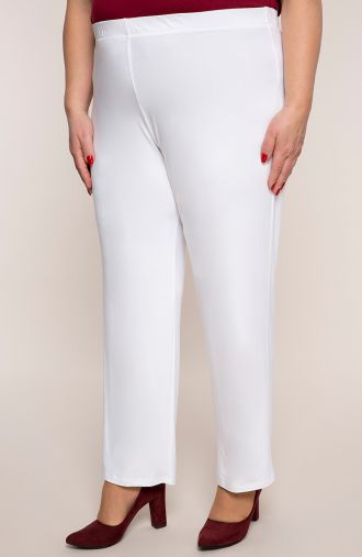 Pantaloni clasici subțiri albi clasici de dimensiuni mari 