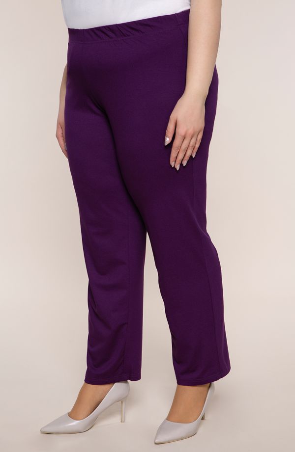 Klasyczne spodnie damskie plus size w fioletowym kolorze