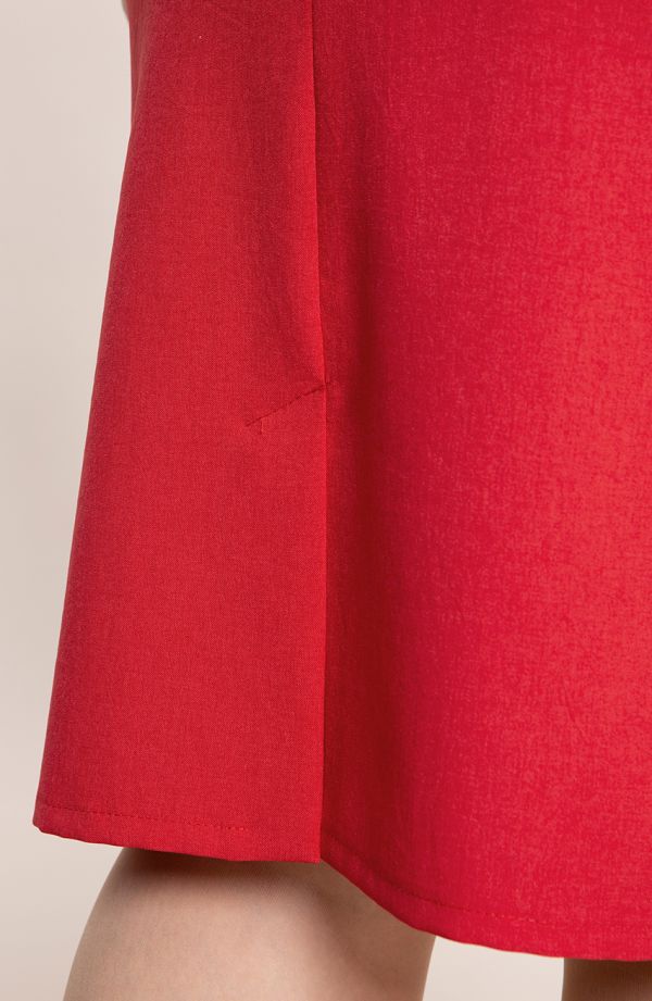 Czerwona klasyczna spódnica z lnu