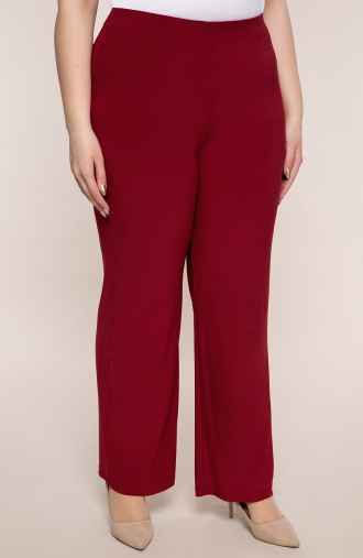 Pantaloni largi și subtiri culoare roșu închis