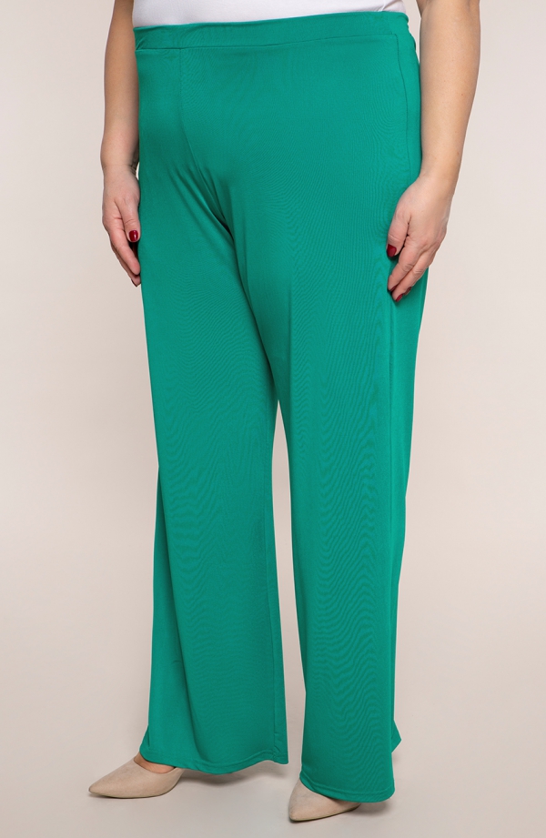 Pantaloni largi culoare verde turcoaz