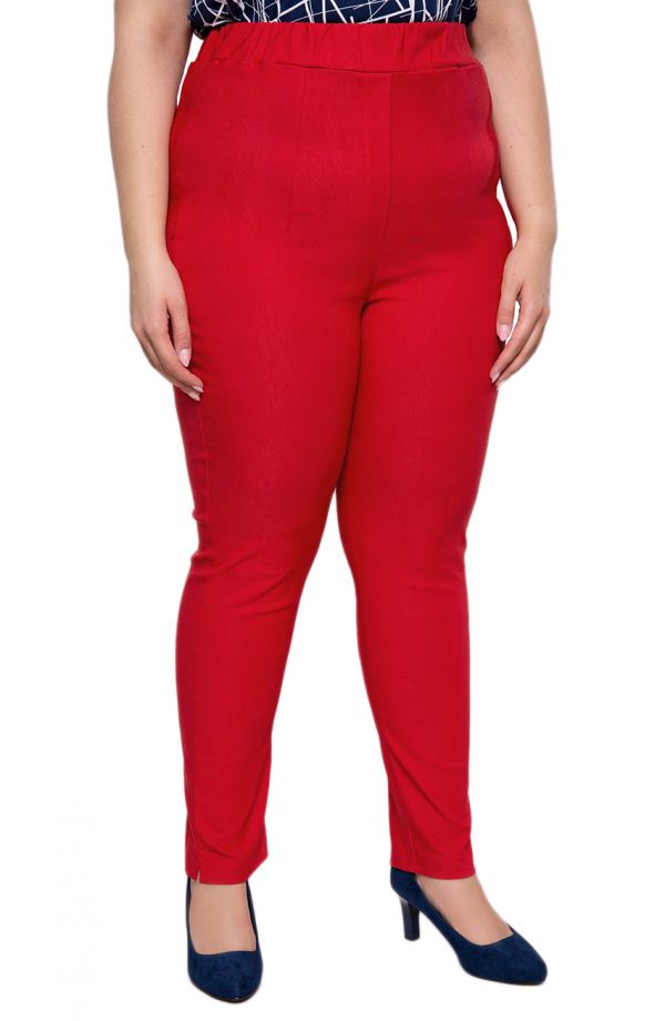 Pantaloni roșii cu talie foarte înaltă