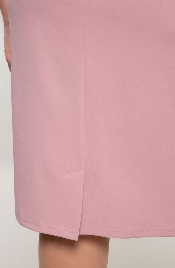 Rochie roz pudră cu bluziță din dantelă